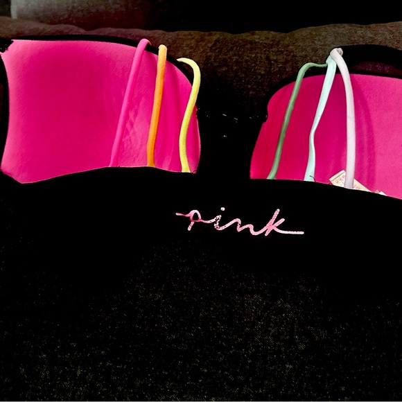 Va pink push-up bra 34D black with rainbow colored straps - Picture 2 of 2